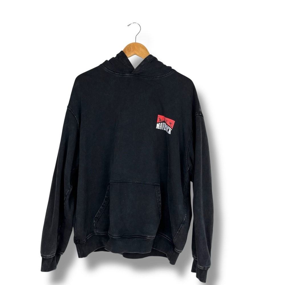 Maverick Cowboy Western Marlboro Hoodie Black 450 GSM Combed Cotton M Heavy